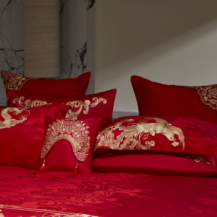 91家纺网 家纺一手货源 找家纺 （总）东方合美（原：皇家传奇） 2026新款新中式贡缎提花凤冠霞帔婚庆四件套