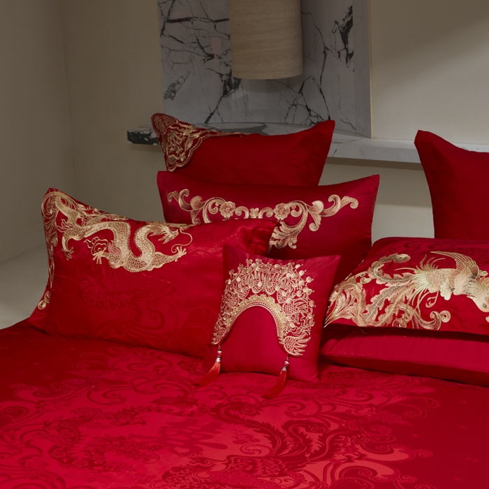 91家纺网 家纺一手货源 找家纺 （总）东方合美（原：皇家传奇） 2026新款新中式贡缎提花凤冠霞帔婚庆四件套