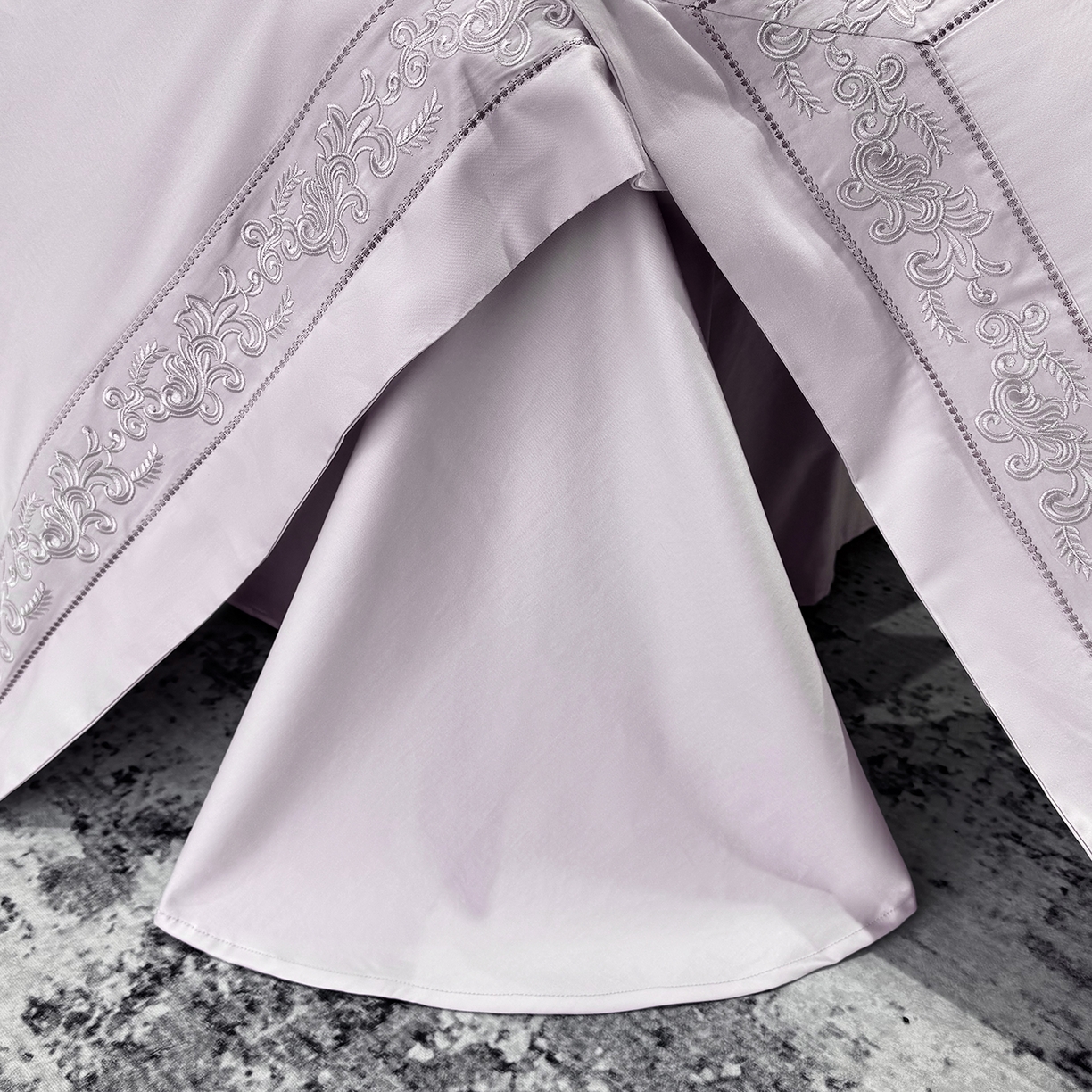 91家纺网 家纺一手货源 找家纺 莱势 2026新款100支长绒棉全棉纯棉50x50s埃及贡缎刺绣绣花四件套高端礼盒塞纳 塞纳-香芋紫