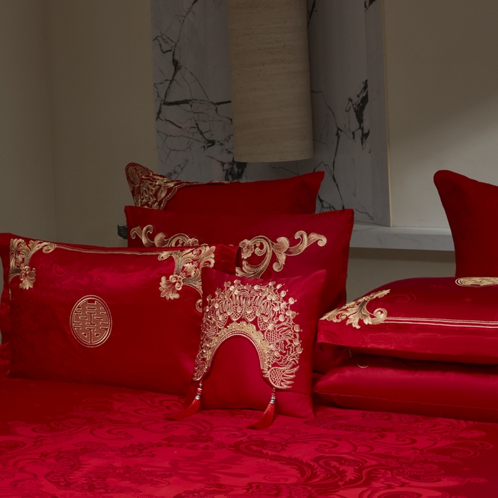 91家纺网 家纺一手货源 找家纺 （总）东方合美（原：皇家传奇） 2026新款新中式贡缎提花龙凤嫁衣婚庆四件套