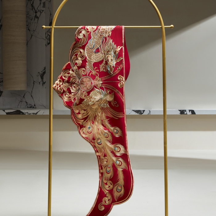 91家纺网 家纺一手货源 找家纺 （总）东方合美（原：皇家传奇） 2026新款新中式贡缎提花龙凤嫁衣婚庆四件套