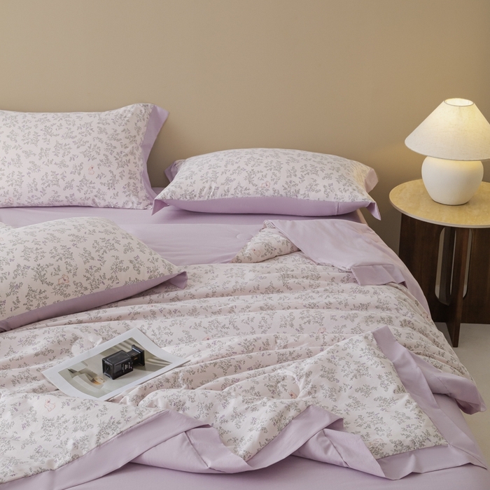 91家纺网 家纺一手货源 找家纺 柒月家居 2026新款凉感冰丝夏被空调被夏凉被 花语兔