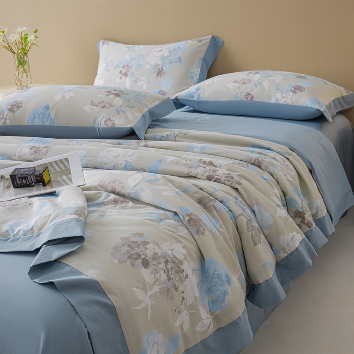 91家纺网 家纺一手货源 找家纺 柒月家居 2026新款凉感冰丝夏被空调被夏凉被 南乔