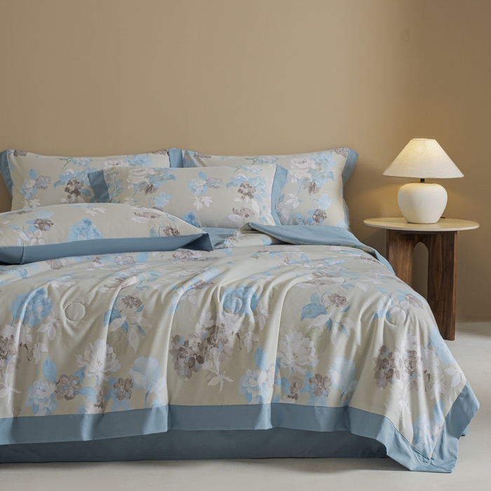 91家纺网 家纺一手货源 找家纺 柒月家居 2026新款凉感冰丝夏被空调被夏凉被 南乔