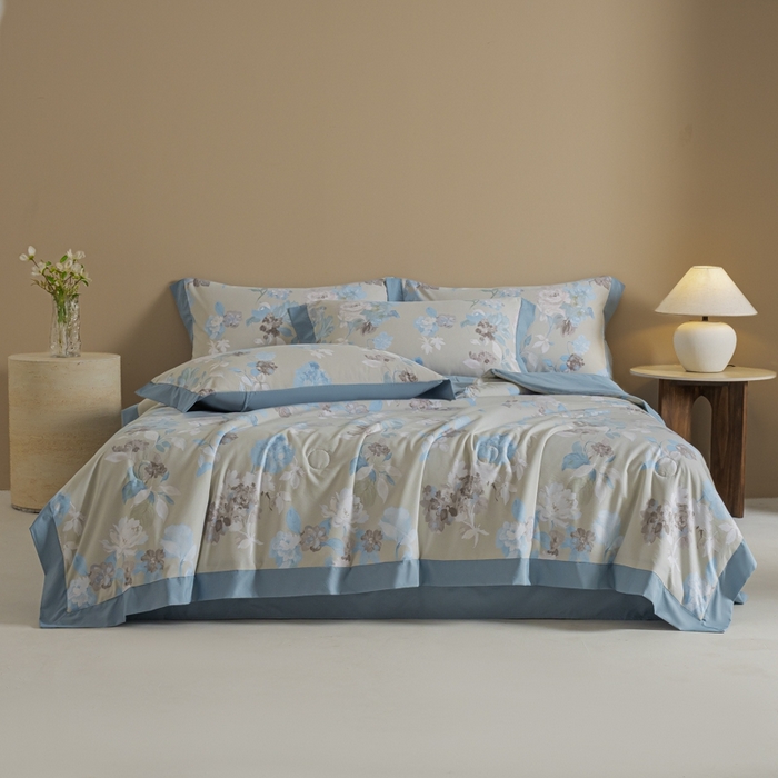 91家纺网 家纺一手货源 找家纺 柒月家居 2026新款凉感冰丝夏被空调被夏凉被 南乔