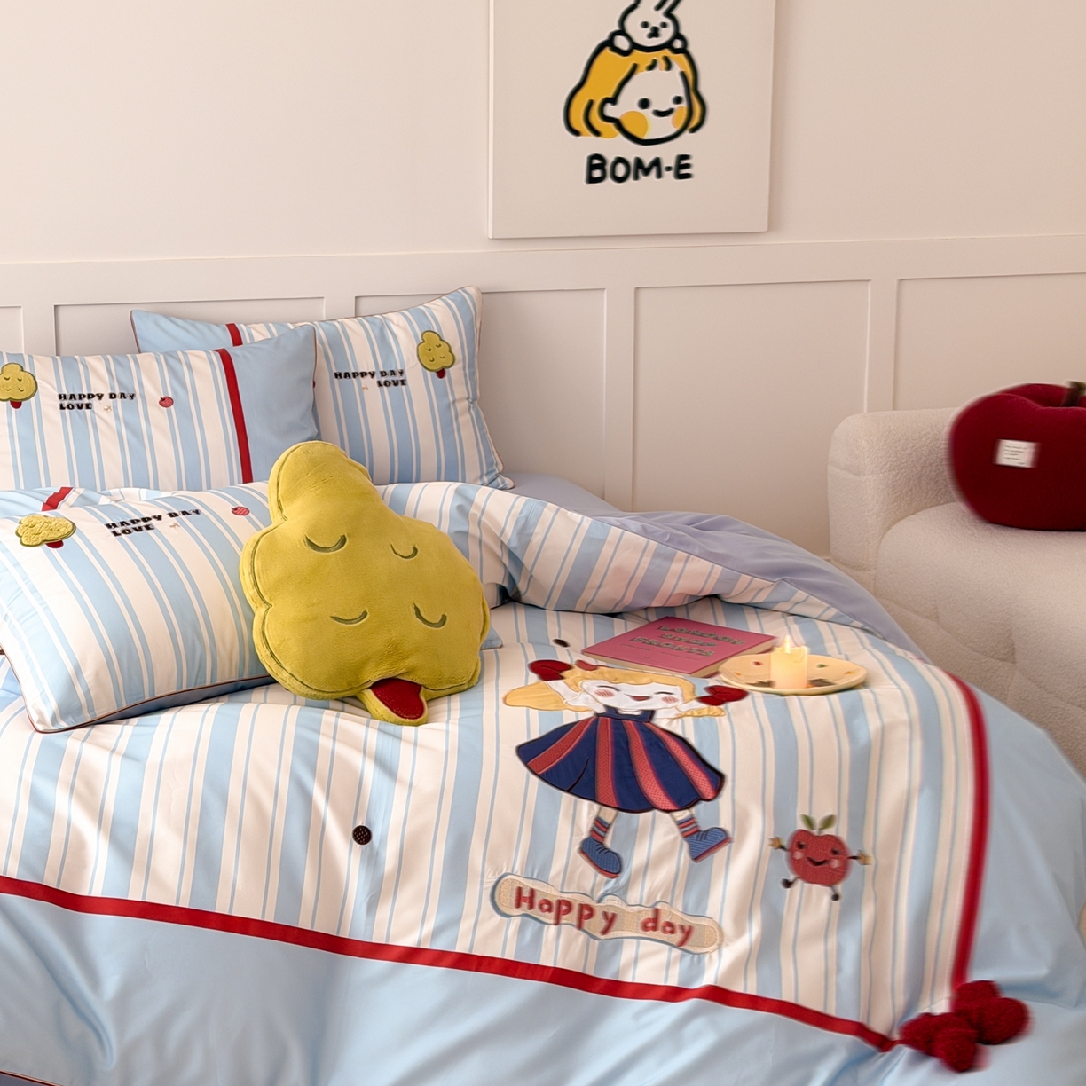 91家纺网 家纺一手货源 找家纺 西西家居 2026新款100S长绒棉全棉纯棉四件套-小可爱 小可爱-蓝