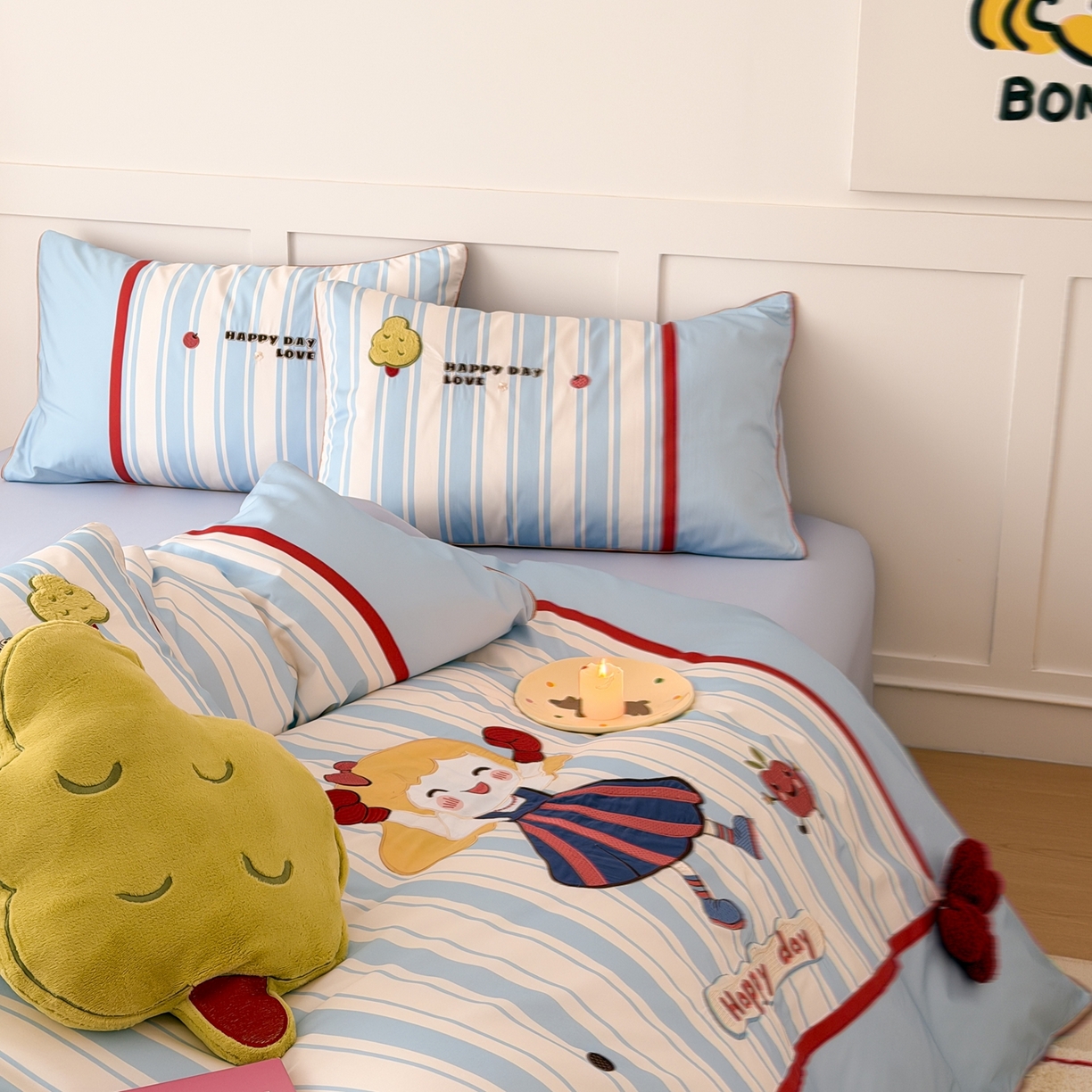 91家纺网 家纺一手货源 找家纺 西西家居 2026新款100S长绒棉全棉纯棉四件套-小可爱 小可爱-蓝