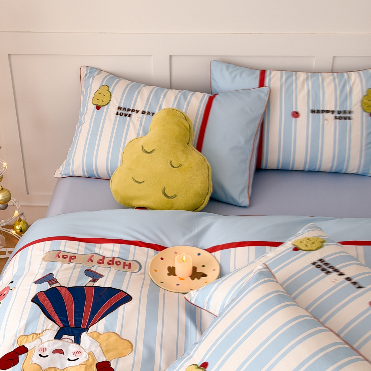 91家纺网 家纺一手货源 找家纺 西西家居 2026新款100S长绒棉全棉纯棉四件套-小可爱 小可爱-蓝