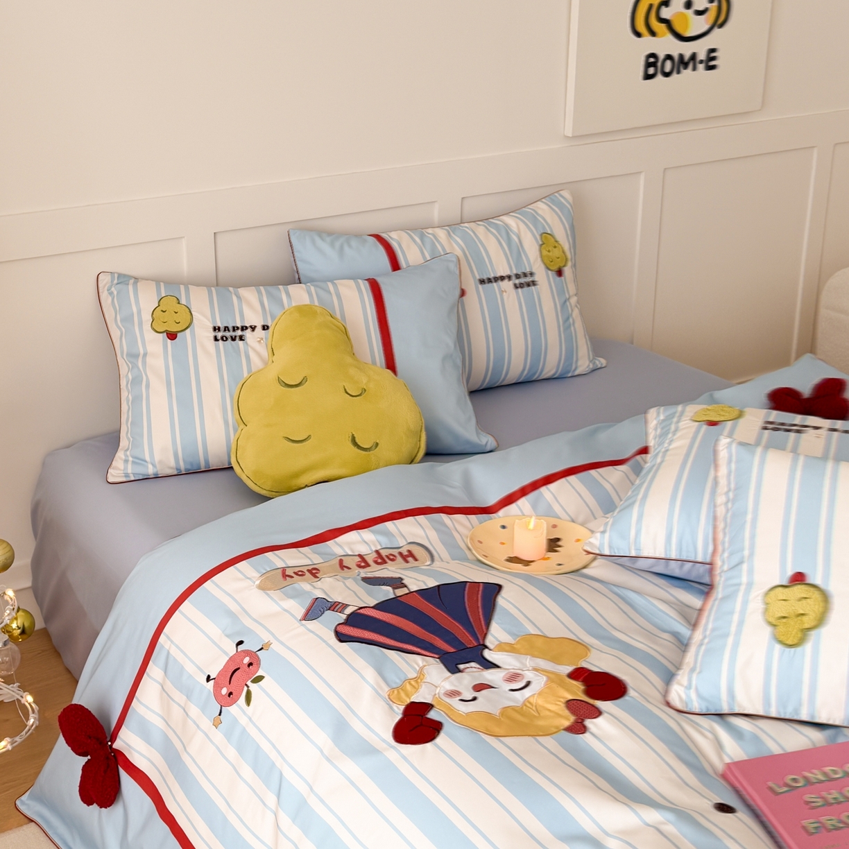 91家纺网 家纺一手货源 找家纺 西西家居 2026新款100S长绒棉全棉纯棉四件套-小可爱 小可爱-蓝