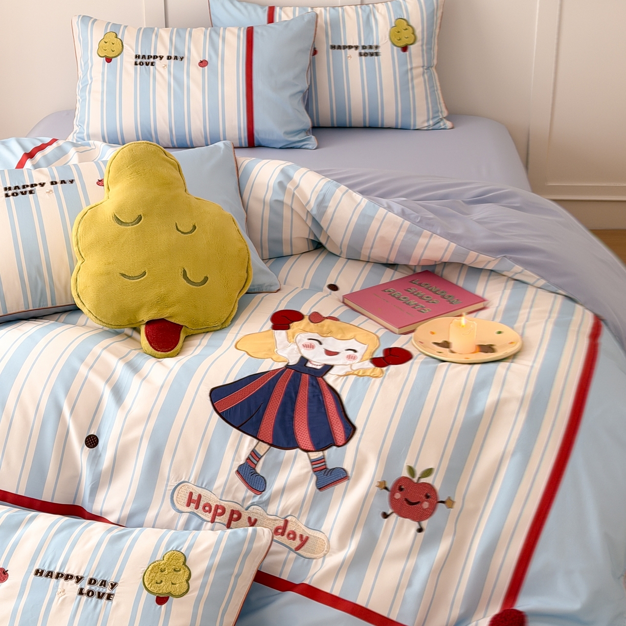 91家纺网 家纺一手货源 找家纺 西西家居 2026新款100S长绒棉全棉纯棉四件套-小可爱 小可爱-蓝