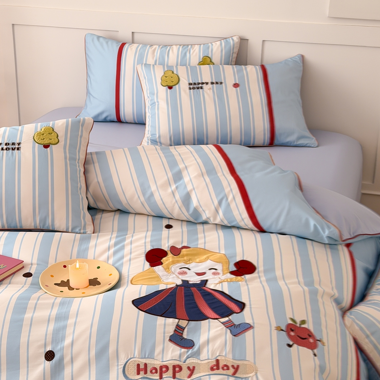 91家纺网 家纺一手货源 找家纺 西西家居 2026新款100S长绒棉全棉纯棉四件套-小可爱 小可爱-蓝