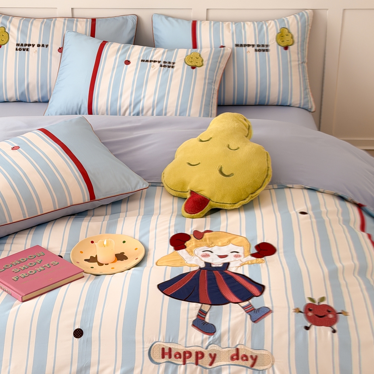 91家纺网 家纺一手货源 找家纺 西西家居 2026新款100S长绒棉全棉纯棉四件套-小可爱 小可爱-蓝