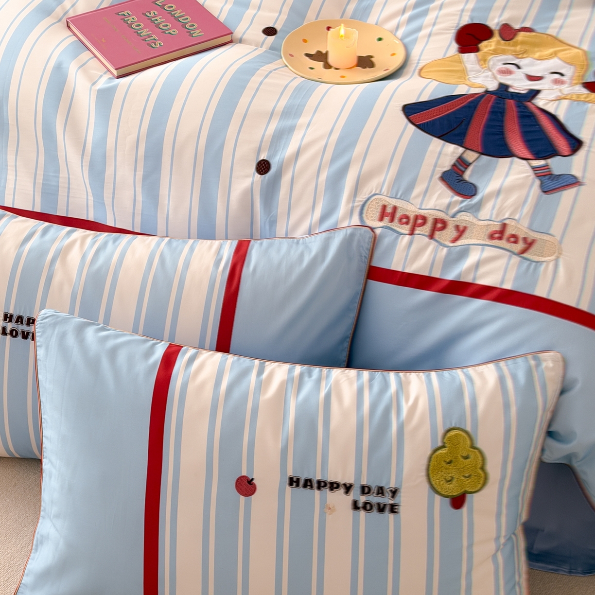 91家纺网 家纺一手货源 找家纺 西西家居 2026新款100S长绒棉全棉纯棉四件套-小可爱 小可爱-蓝