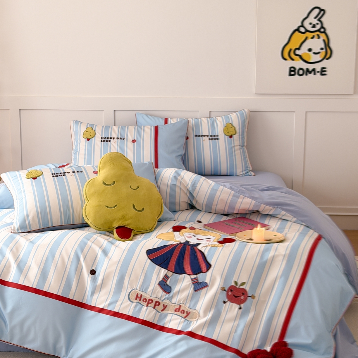 91家纺网 家纺一手货源 找家纺 西西家居 2026新款100S长绒棉全棉纯棉四件套-小可爱 小可爱-蓝