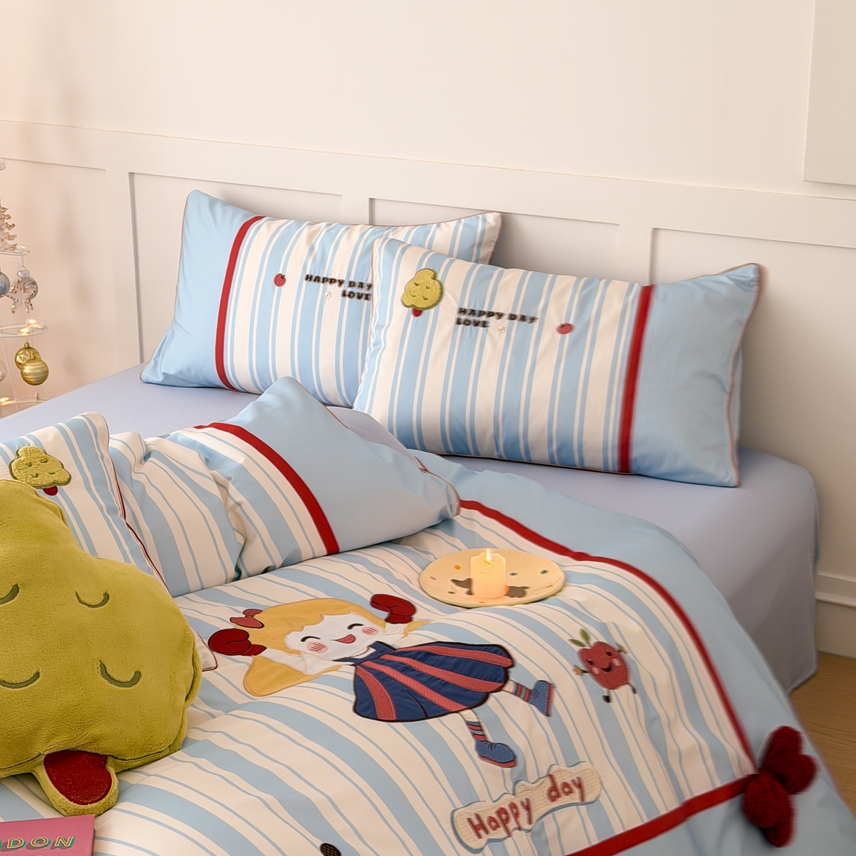 91家纺网 家纺一手货源 找家纺 西西家居 2026新款100S长绒棉全棉纯棉四件套-小可爱 小可爱-蓝