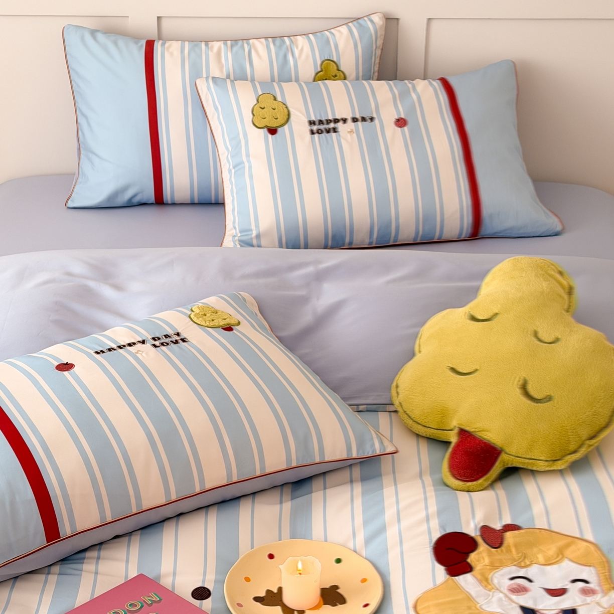 91家纺网 家纺一手货源 找家纺 西西家居 2026新款100S长绒棉全棉纯棉四件套-小可爱 小可爱-蓝