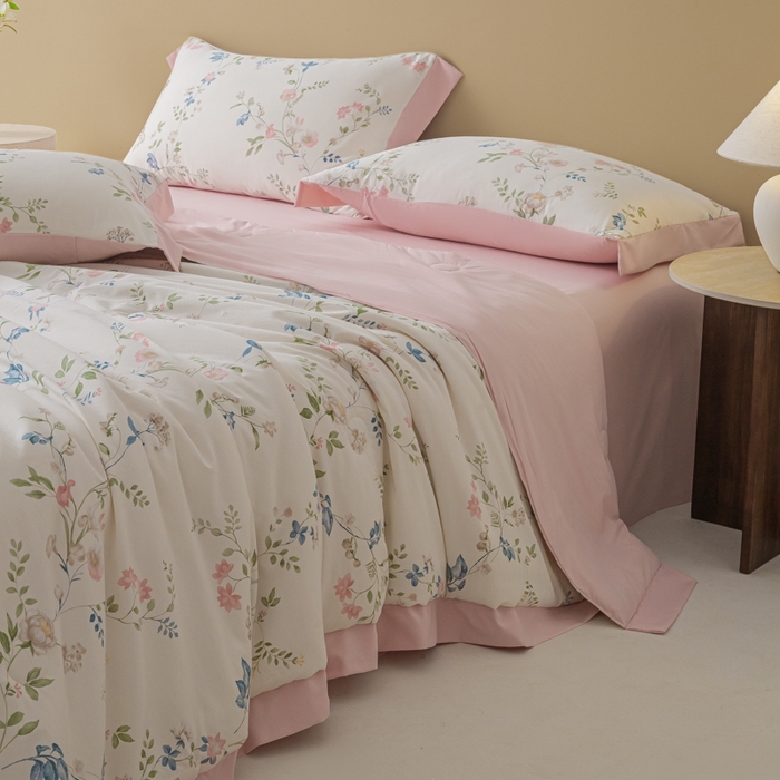 91家纺网 家纺一手货源 找家纺 柒月家居 2026新款凉感冰丝夏被空调被夏凉被 未央