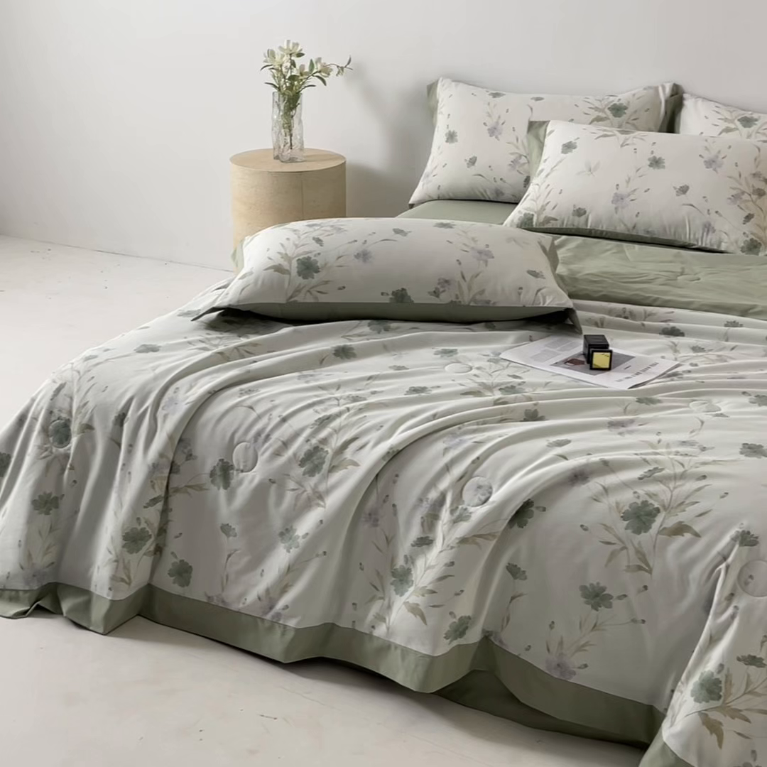 91家纺网 家纺一手货源 找家纺 柒月家居 2026新款凉感冰丝夏被空调被夏凉被 温岚