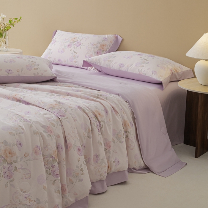 91家纺网 家纺一手货源 找家纺 柒月家居 2026新款凉感冰丝夏被空调被夏凉被 伊莉莎粉