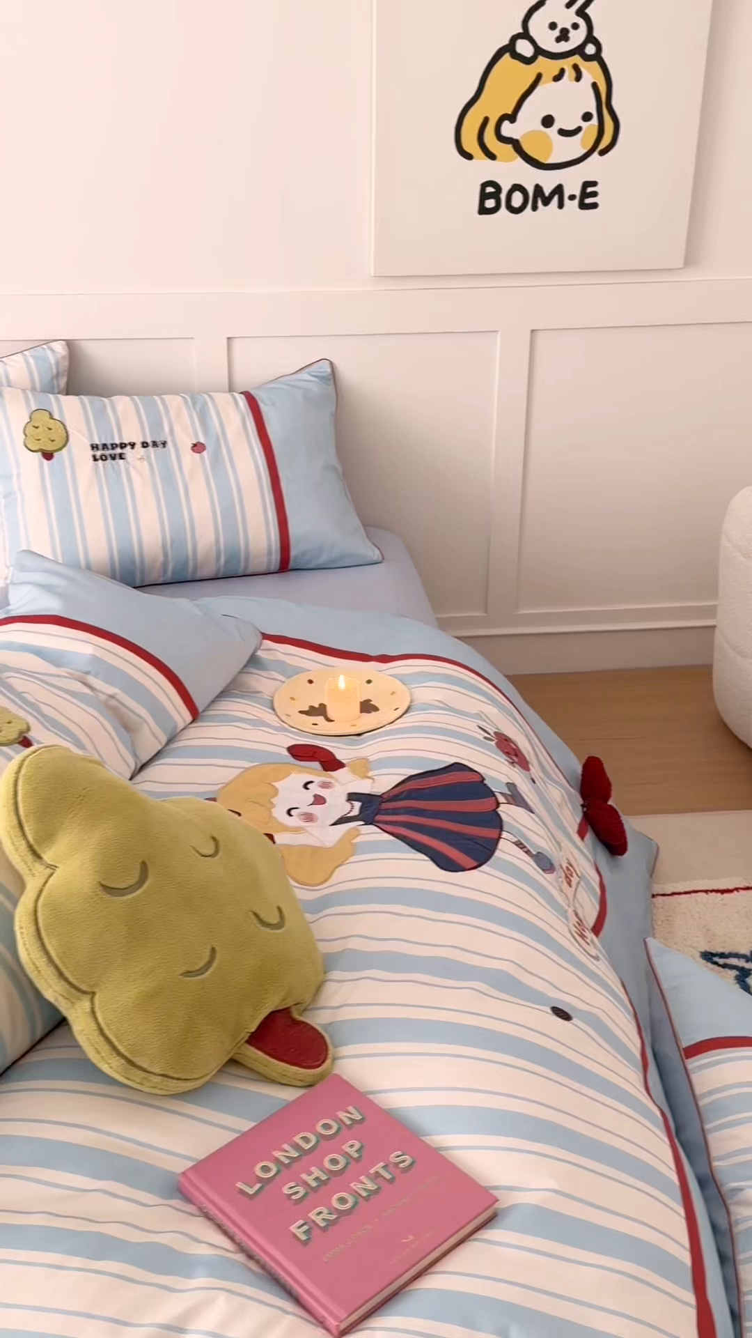 91家纺网 家纺一手货源 找家纺 西西家居 2026新款100S长绒棉全棉纯棉四件套-小可爱 小可爱-蓝