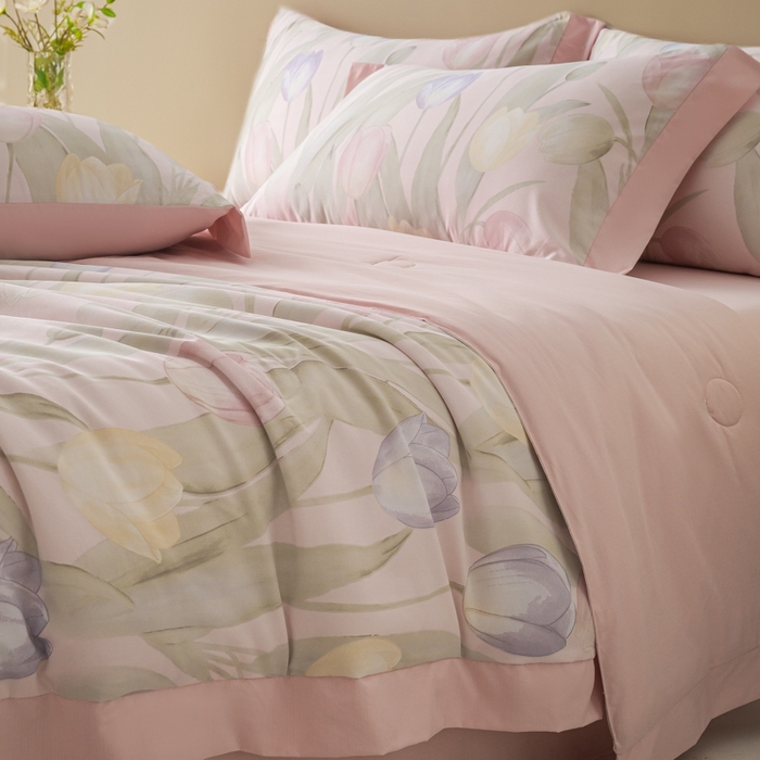 91家纺网 家纺一手货源 找家纺 柒月家居 2026新款凉感冰丝夏被空调被夏凉被 郁金香玉