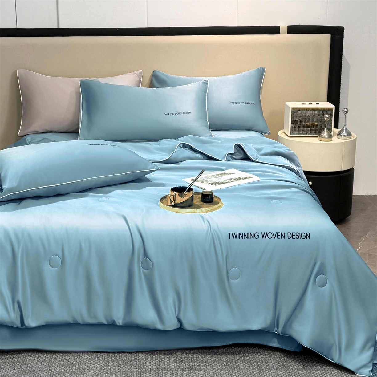 91家纺网 家纺一手货源 找家纺 招财星家纺 2026新款可水洗真丝被夏天空调被单人夏凉被冰丝夏被被子双人薄被（带质检报告买家秀） 丝语-湖蓝