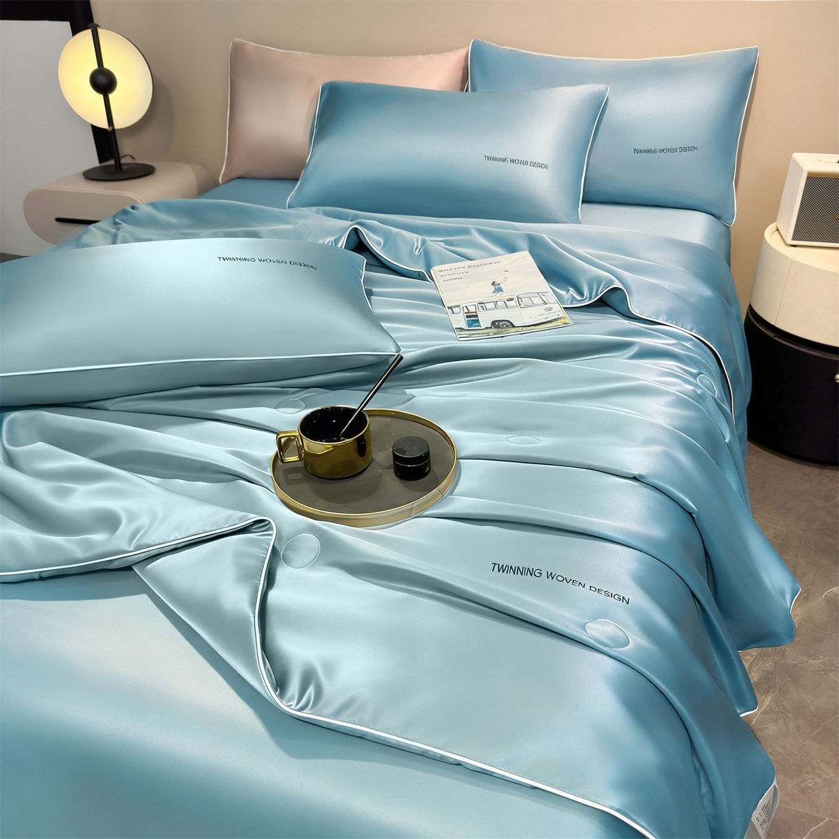 91家纺网 家纺一手货源 找家纺 招财星家纺 2026新款可水洗真丝被夏天空调被单人夏凉被冰丝夏被被子双人薄被（带质检报告买家秀） 丝语-湖蓝