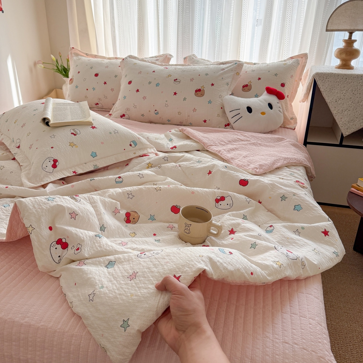 91家纺网 家纺一手货源 找家纺 （总）梵希雅 2026新款云感泡芙棉泡芙纱床盖夏被四件套