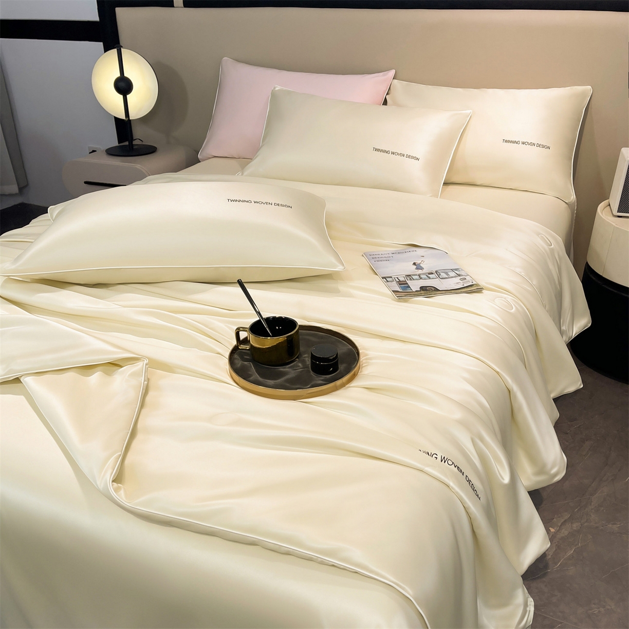 91家纺网 家纺一手货源 找家纺 招财星家纺 2026新款可水洗真丝被夏天空调被单人夏凉被冰丝夏被被子双人薄被（带质检报告买家秀） 丝语-奶白