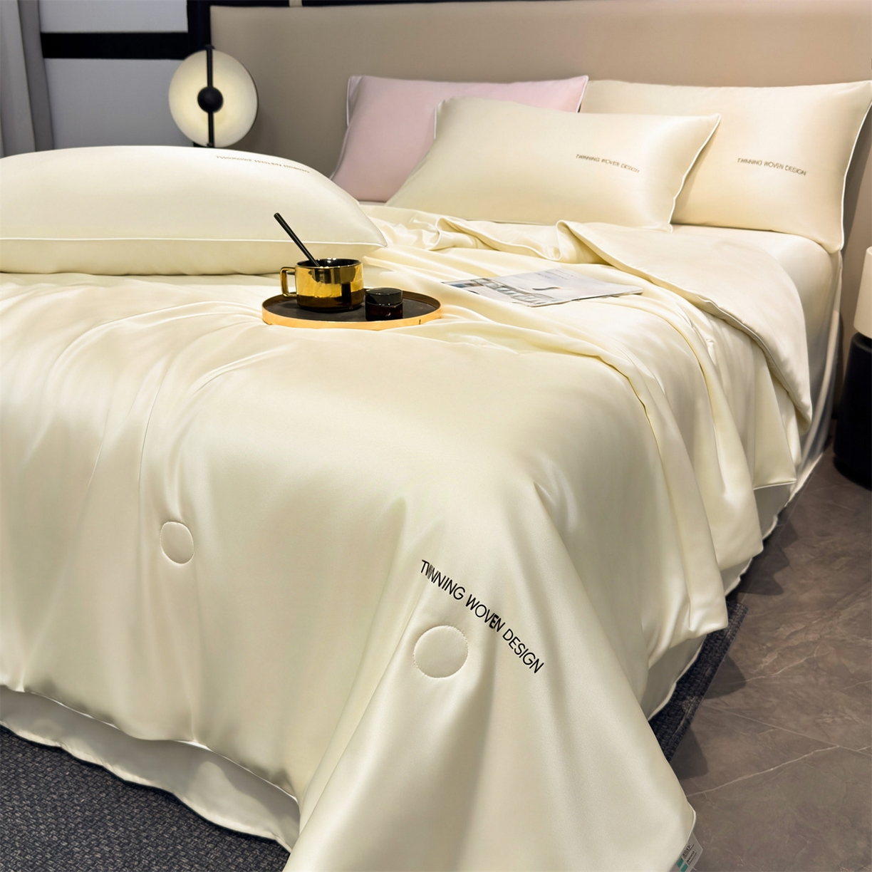 91家纺网 家纺一手货源 找家纺 招财星家纺 2026新款可水洗真丝被夏天空调被单人夏凉被冰丝夏被被子双人薄被（带质检报告买家秀） 丝语-奶白