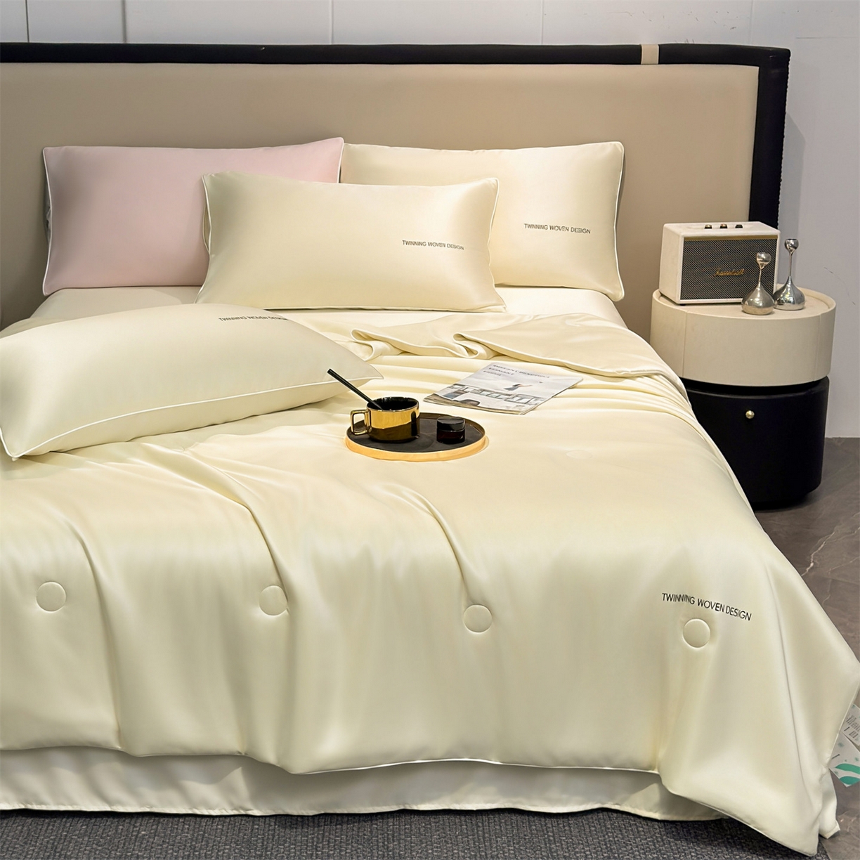 91家纺网 家纺一手货源 找家纺 招财星家纺 2026新款可水洗真丝被夏天空调被单人夏凉被冰丝夏被被子双人薄被（带质检报告买家秀） 丝语-奶白