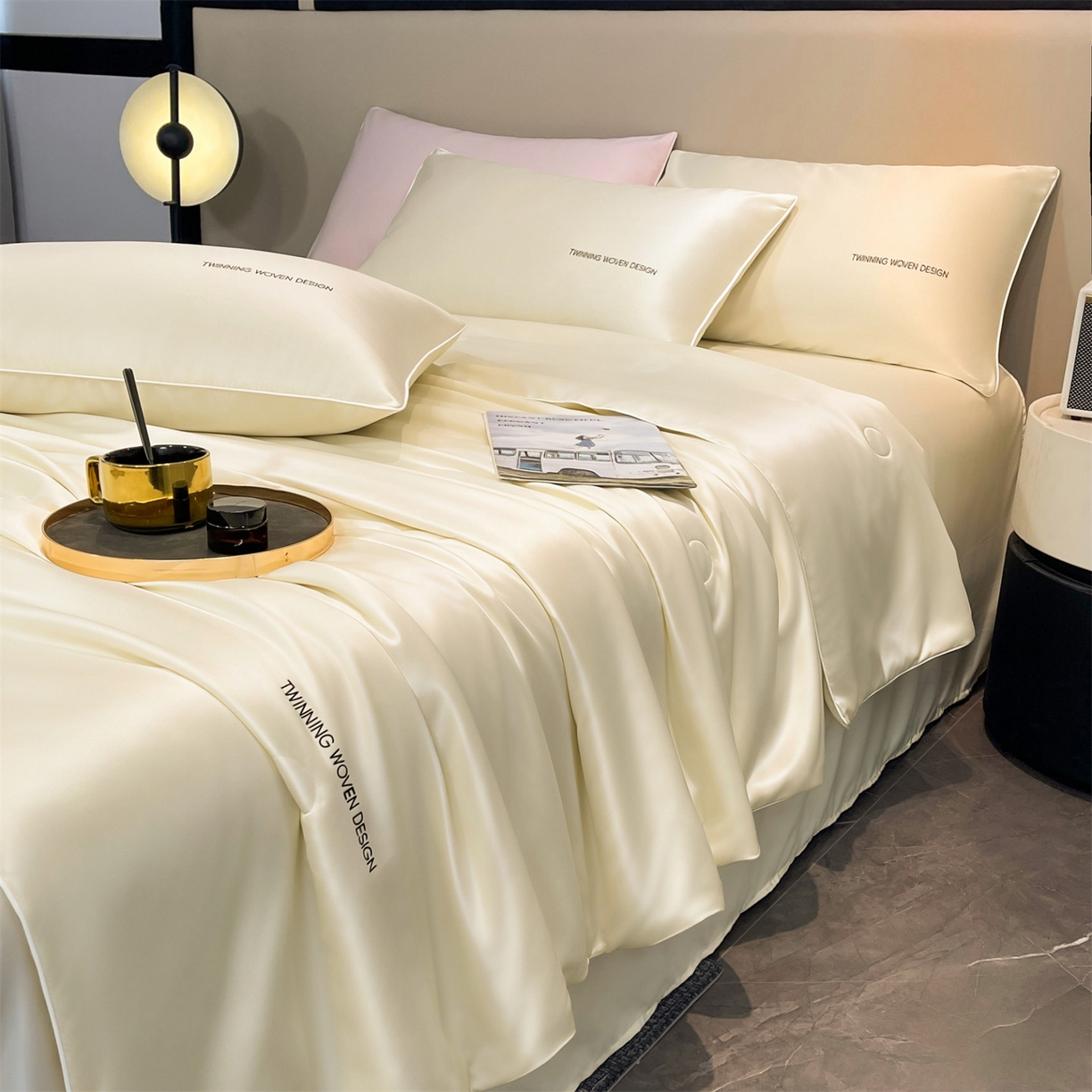 91家纺网 家纺一手货源 找家纺 招财星家纺 2026新款可水洗真丝被夏天空调被单人夏凉被冰丝夏被被子双人薄被（带质检报告买家秀） 丝语-奶白