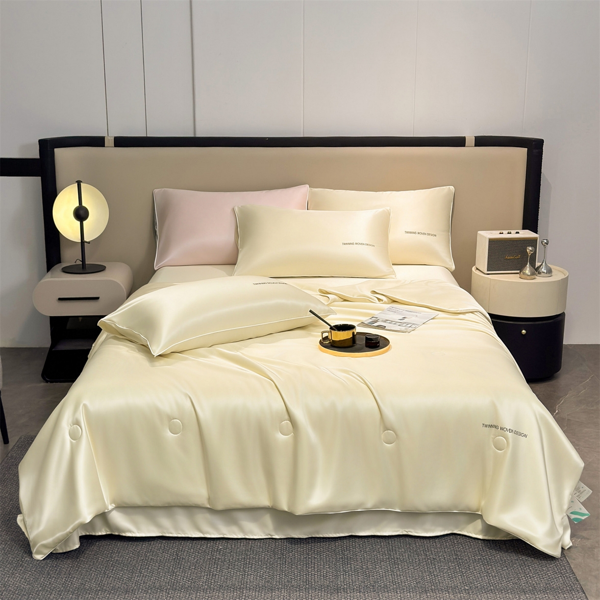 91家纺网 家纺一手货源 找家纺 招财星家纺 2026新款可水洗真丝被夏天空调被单人夏凉被冰丝夏被被子双人薄被（带质检报告买家秀） 丝语-奶白