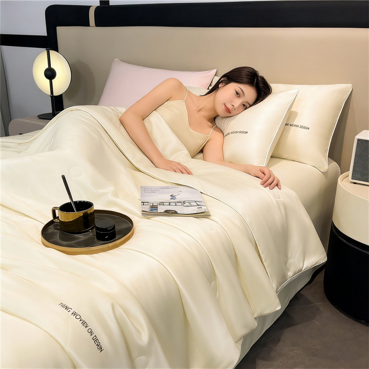 91家纺网 家纺一手货源 找家纺 招财星家纺 2026新款可水洗真丝被夏天空调被单人夏凉被冰丝夏被被子双人薄被（带质检报告买家秀） 丝语-奶白