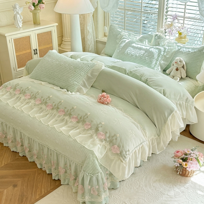 91家纺网 家纺一手货源 找家纺 （总）苏米娜家纺SUMINA 2026新款春夏韩版床盖款多功能夏被床盖四件套 花恋系列