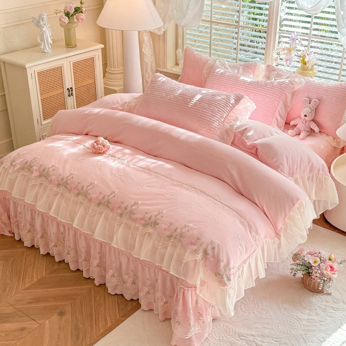 91家纺网 家纺一手货源 找家纺 （总）苏米娜家纺SUMINA 2026新款春夏韩版床盖款多功能夏被床盖四件套 花恋系列