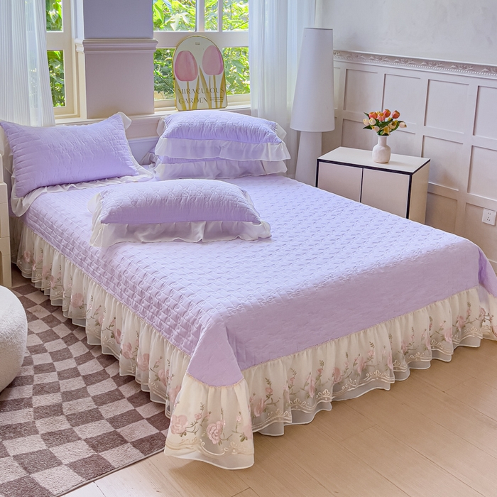 91家纺网 家纺一手货源 找家纺 苏米娜家纺SUMINA 2026新款春夏韩版床盖款多功能夏被床盖四件套 花恋系列 花恋-梦幻紫