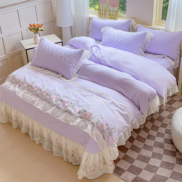 91家纺网 家纺一手货源 找家纺 苏米娜家纺SUMINA 2026新款春夏韩版床盖款多功能夏被床盖四件套 花恋系列 花恋-梦幻紫