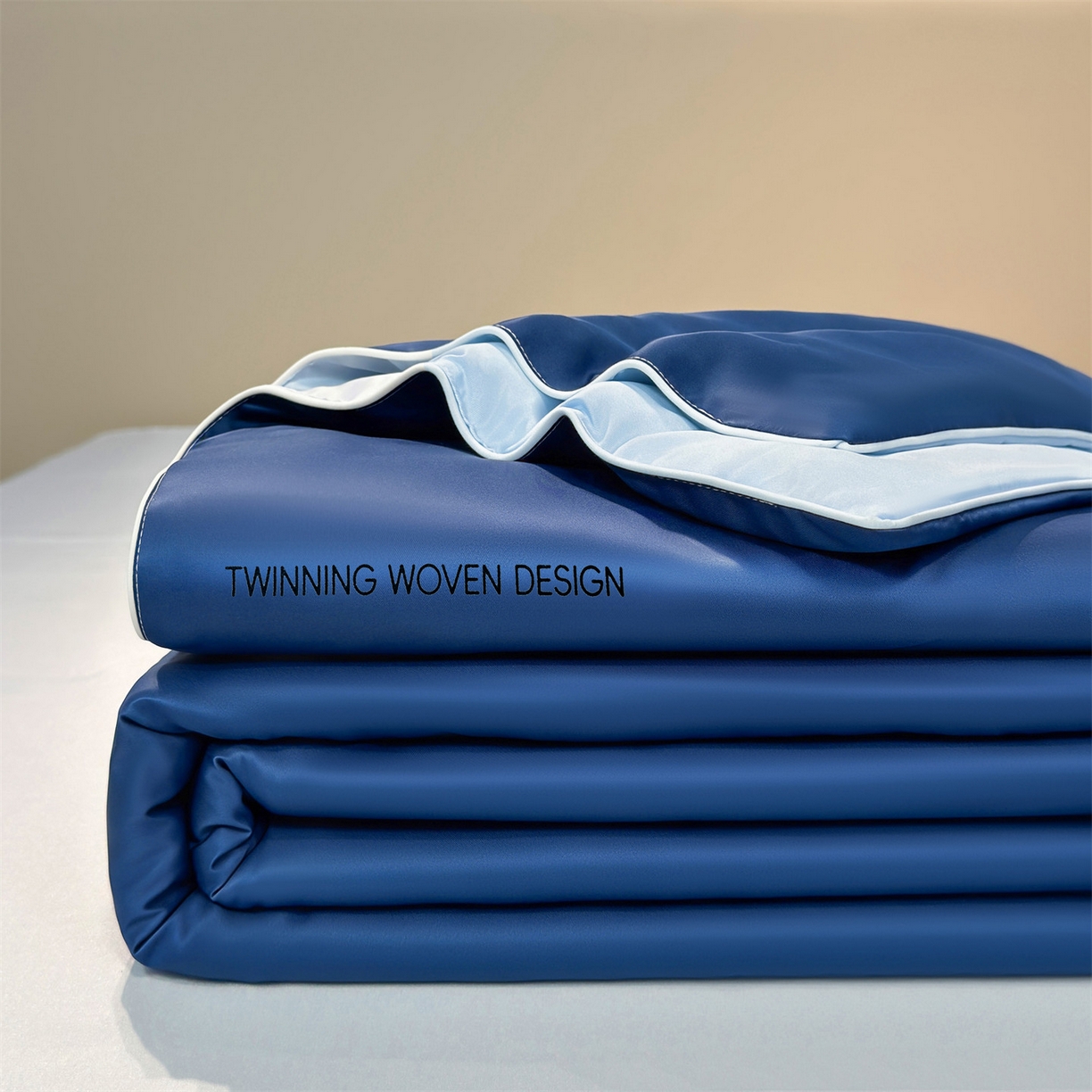 91家纺网 家纺一手货源 找家纺 招财星家纺 2026新款可水洗真丝被夏天空调被单人夏凉被冰丝夏被被子双人薄被（带质检报告买家秀） 丝语-深海蓝+水蓝