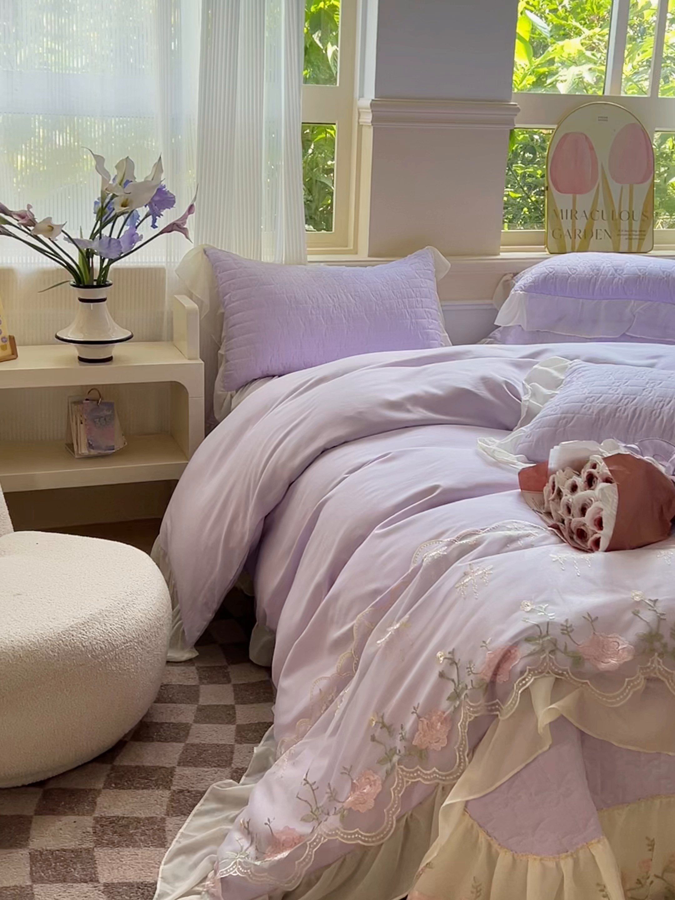 91家纺网 家纺一手货源 找家纺 苏米娜家纺SUMINA 2026新款春夏韩版床盖款多功能夏被床盖四件套 花恋系列 花恋-梦幻紫