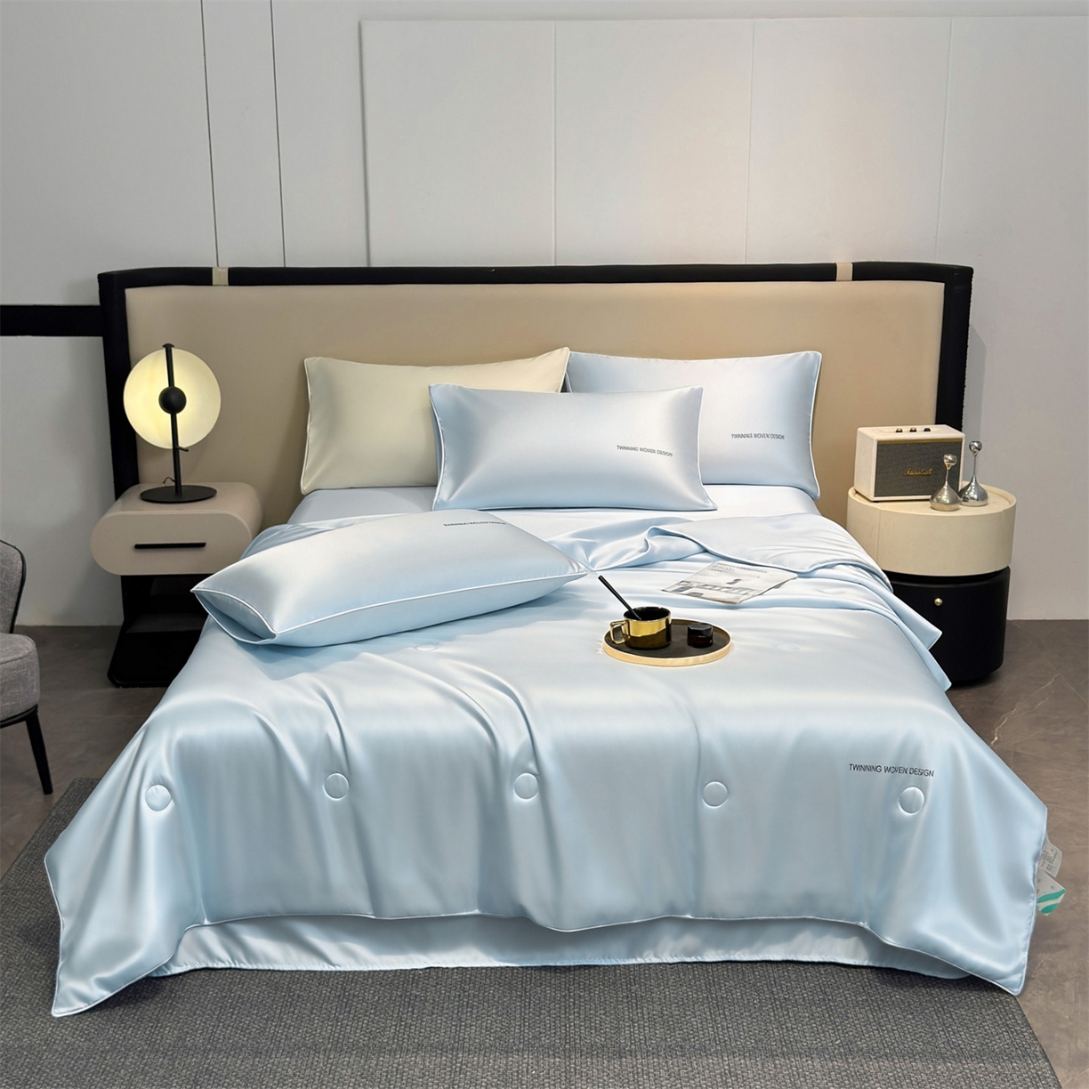 91家纺网 家纺一手货源 找家纺 招财星家纺 2026新款可水洗真丝被夏天空调被单人夏凉被冰丝夏被被子双人薄被（带质检报告买家秀） 丝语-水蓝