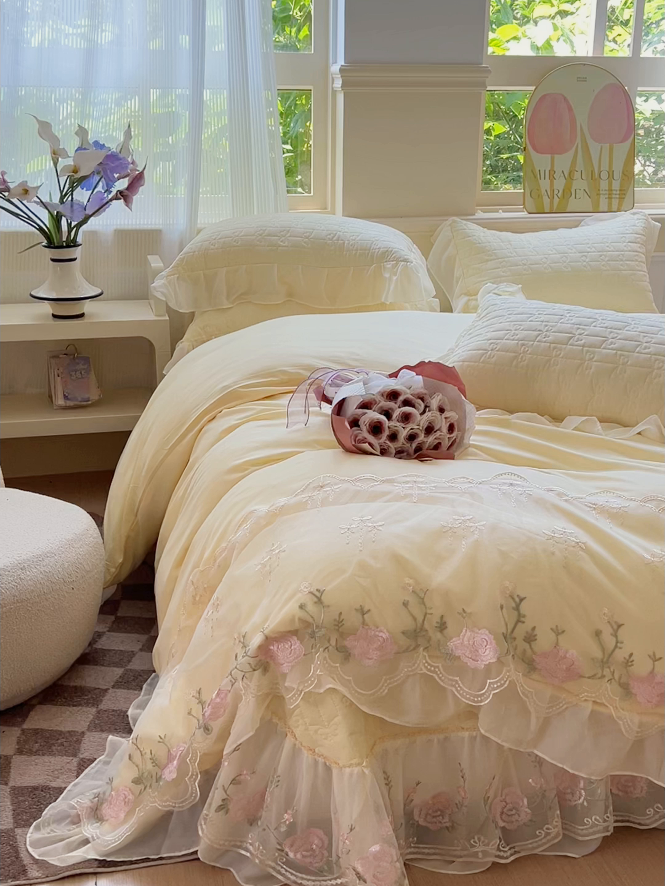 91家纺网 家纺一手货源 找家纺 苏米娜家纺SUMINA 2026新款春夏韩版床盖款多功能夏被床盖四件套 花恋系列 花恋-嫩黄