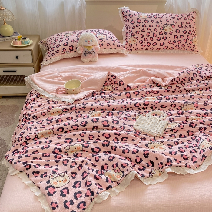 91家纺网 家纺一手货源 找家纺 （总）仟网汇 2026新款云感木棉皱皱纱全棉花边款夏被四件套