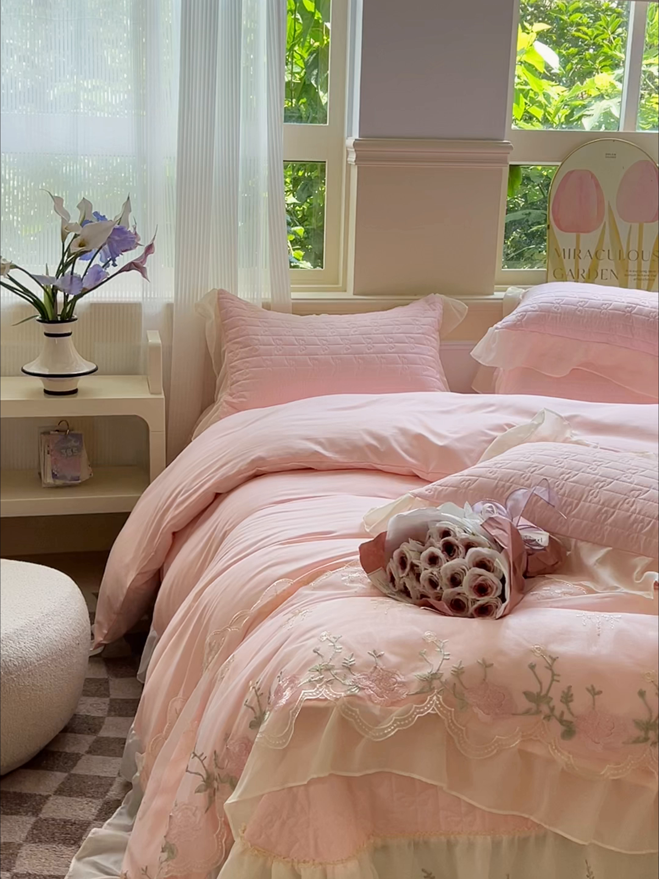 91家纺网 家纺一手货源 找家纺 苏米娜家纺SUMINA 2026新款春夏韩版床盖款多功能夏被床盖四件套 花恋系列 花恋-樱花粉