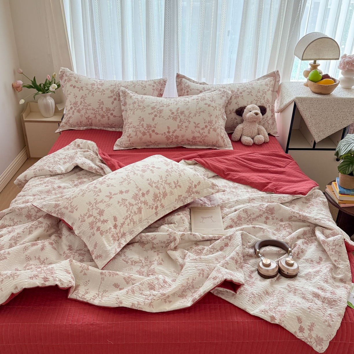 91家纺网 家纺一手货源 找家纺 梵希雅 2026新款云感泡芙棉泡芙纱床盖夏被四件套 丽莎