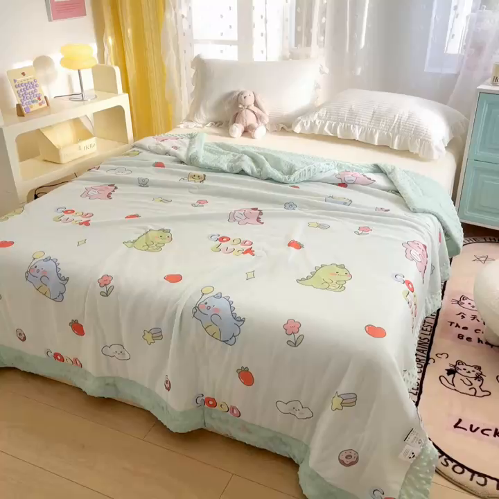 91家纺网 家纺一手货源 找家纺 花满路 2026新款氨凉感丝夏被 幸运瓜