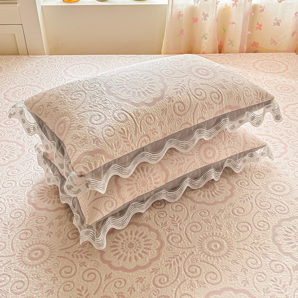 91家纺网 家纺一手货源 找家纺 手艺人家纺 2026可定制炕盖榻榻米床盖大炕床单通用豆豆冰丝凉席榻榻米东北土炕（含买家秀） 冰爽圆梦粉