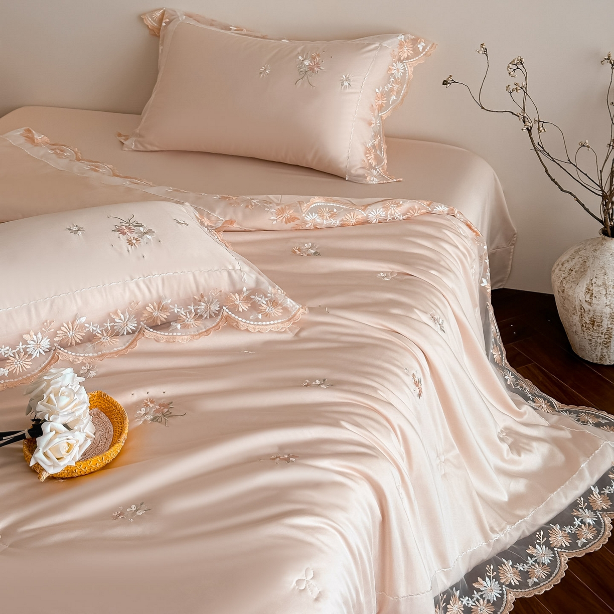 91家纺网 家纺一手货源 找家纺 爱家（原缔乐家纺） 2026新款天丝夏被四件套-轻梦 轻梦-公主粉