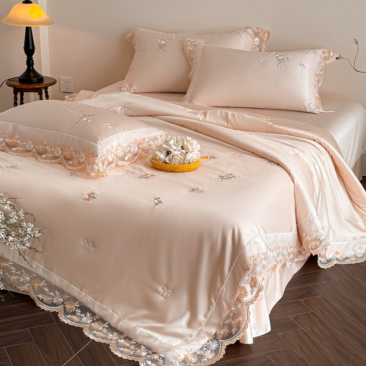 91家纺网 家纺一手货源 找家纺 爱家（原缔乐家纺） 2026新款天丝夏被四件套-轻梦 轻梦-公主粉