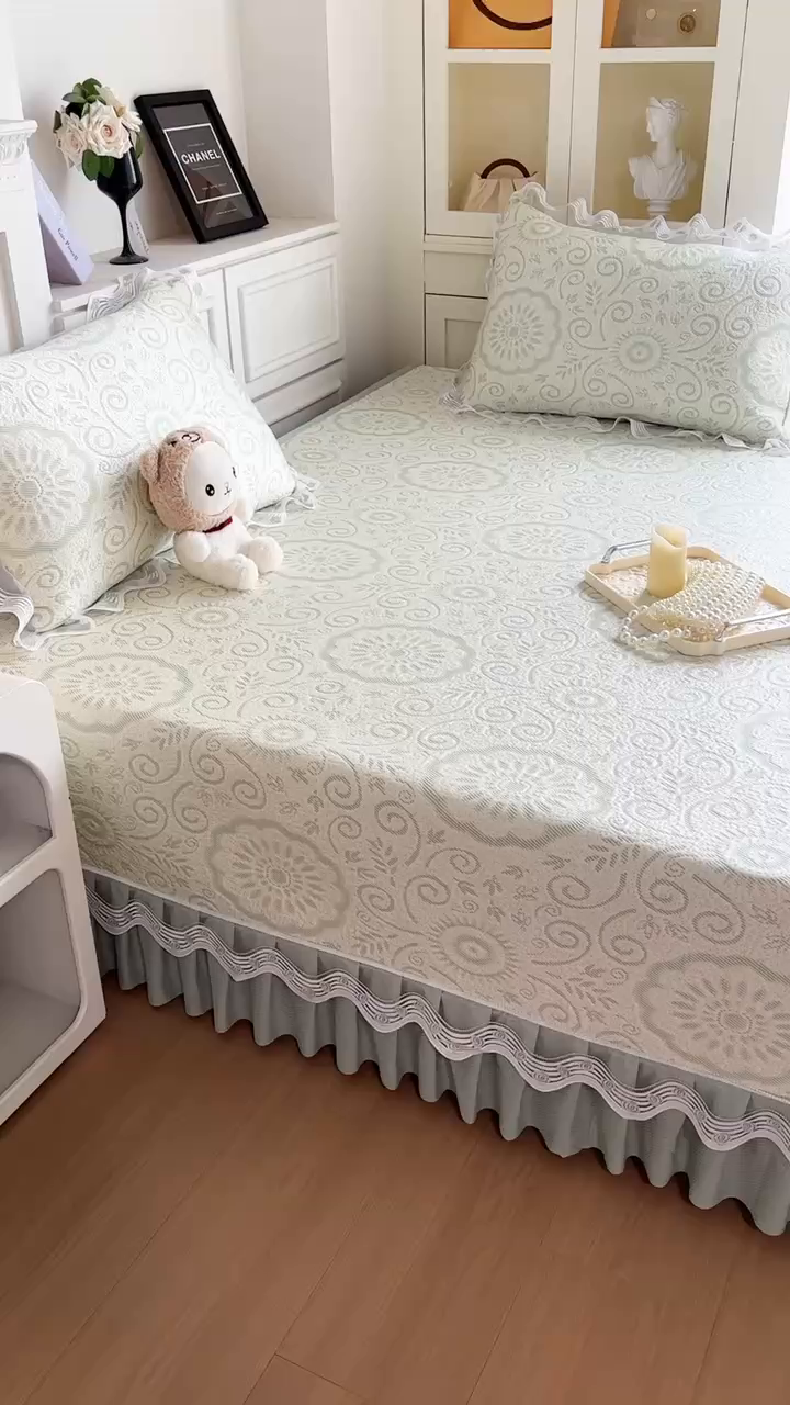 91家纺网 家纺一手货源 找家纺 手艺人家纺 2026可定制炕盖榻榻米床盖大炕床单通用豆豆冰丝凉席榻榻米东北土炕（含买家秀） 冰爽圆梦绿